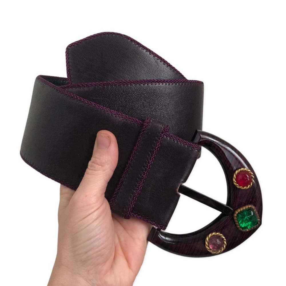 Dominique Aurientis French Vintage Designer Wide Jewelled Statement Belt